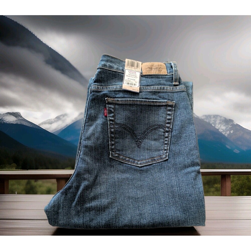 LEVIS WOMENS 512 PERFECTLY SLIMMING MID RISE MED WASH BOOTCUT JEANS SIZE 16S NWT